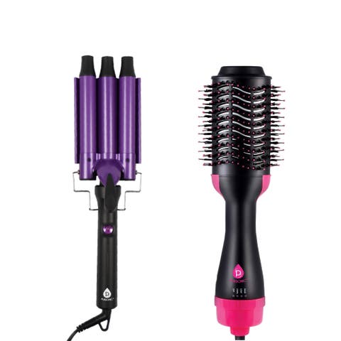 Salon-Quality Hair Duo Triple Barrel Hair Curler & One Step Volumizing Hair Dryer