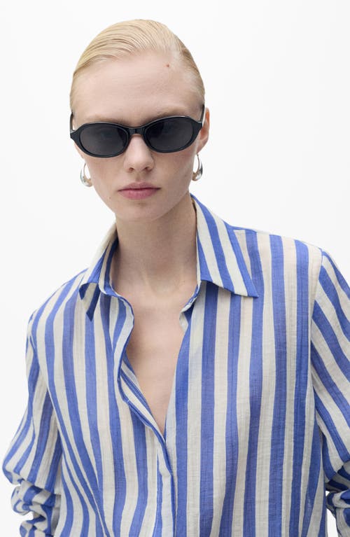 MANGO MANGO STRIPE LYOCELL BLEND BUTTON-UP SHIRT 