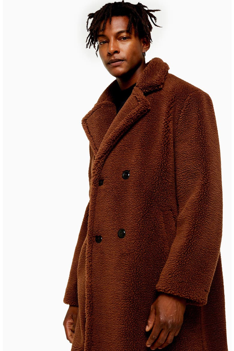 Faux Fur Long Teddy Coat, Alternate, color, ORANGE