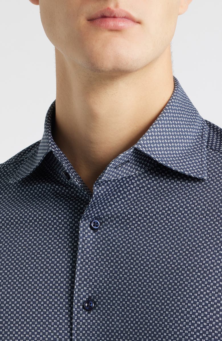 1863 by Eterna Slim Fit Geometric Print Non-Iron Dress Shirt, Alternate, color, Grey Blue