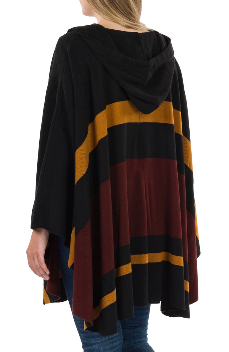 Patricia Nash Stripe Hooded Ruana, Alternate, color, Black Mutli