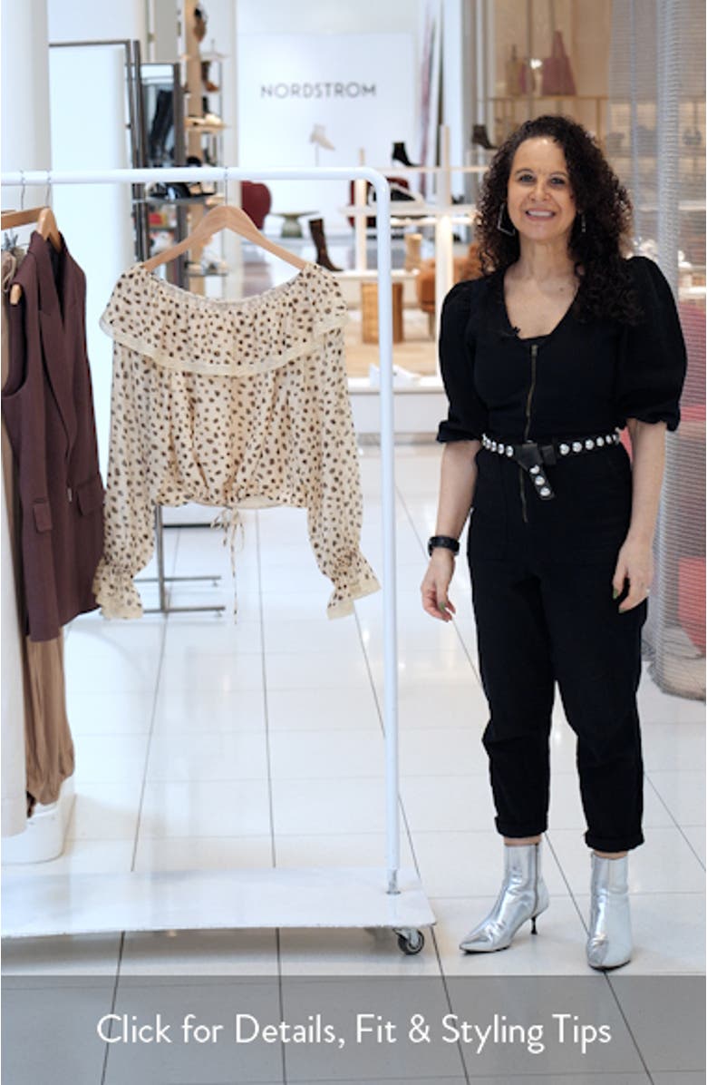 Priscilla Cheetah Print Ruffle Neck Silk Georgette Top, sales video thumbnail