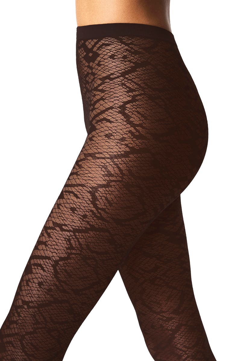 Wolford Snakeskin Tights, Alternate, color, Umber