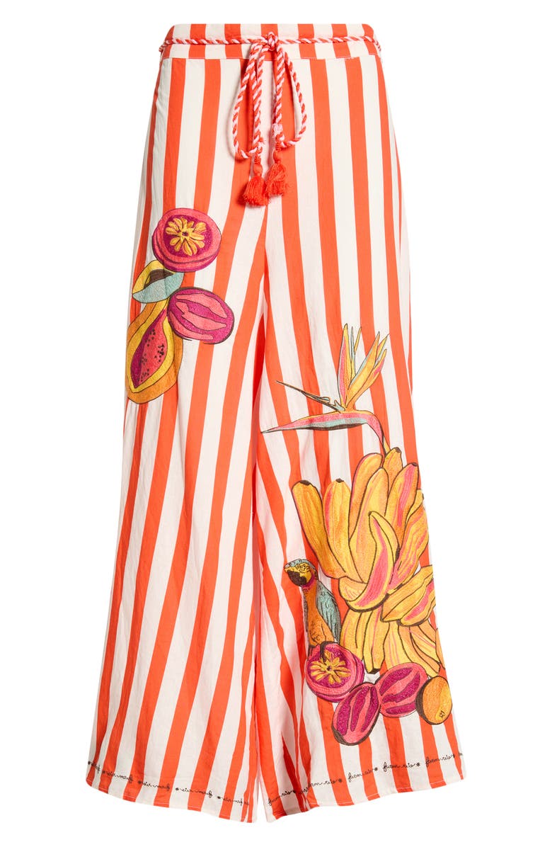 FARM Rio Mixed Print Linen Blend Cover-Up Drawstring Pants, Alternate, color, Red