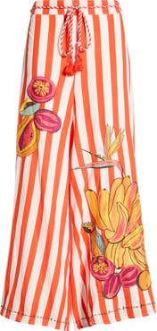 FARM Rio Mixed Print Linen Blend Cover-Up Drawstring Pants