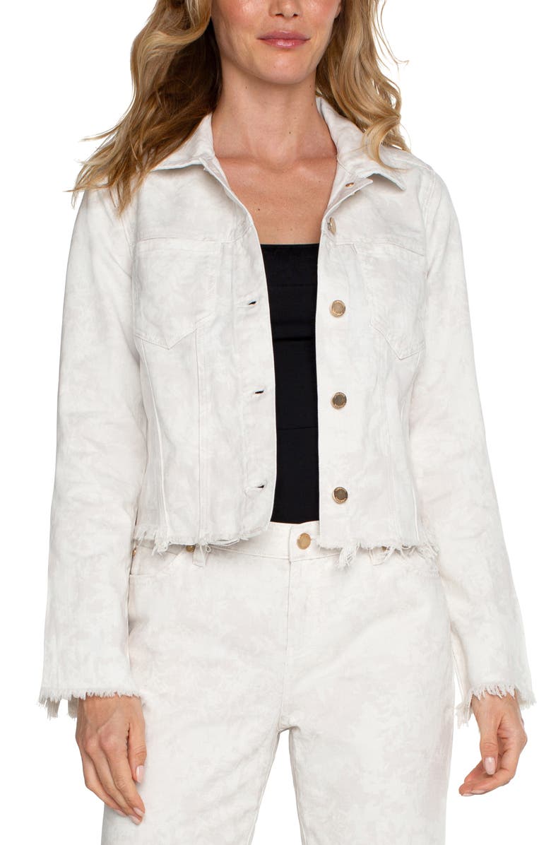 Liverpool Los Angeles Floral Frayed Denim Jacket, Main, color,