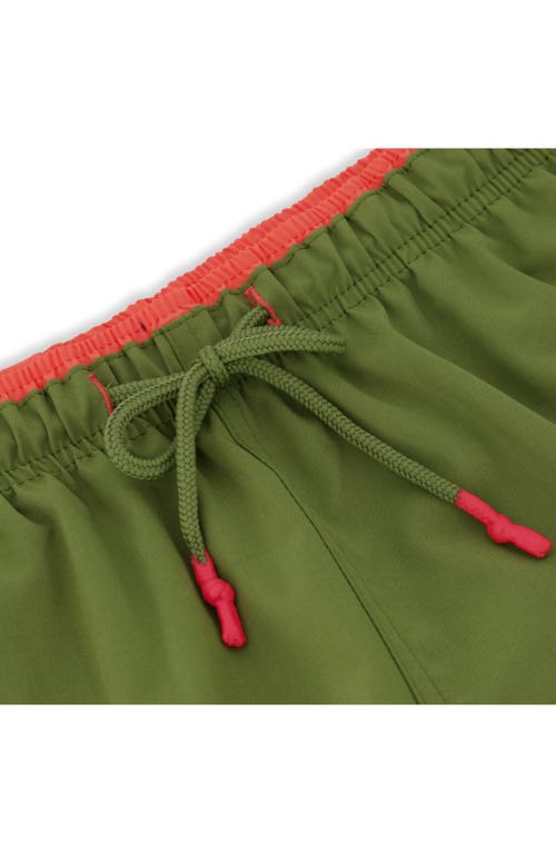 Sunset X Vine Contrast Trim Solid Swim Trunks