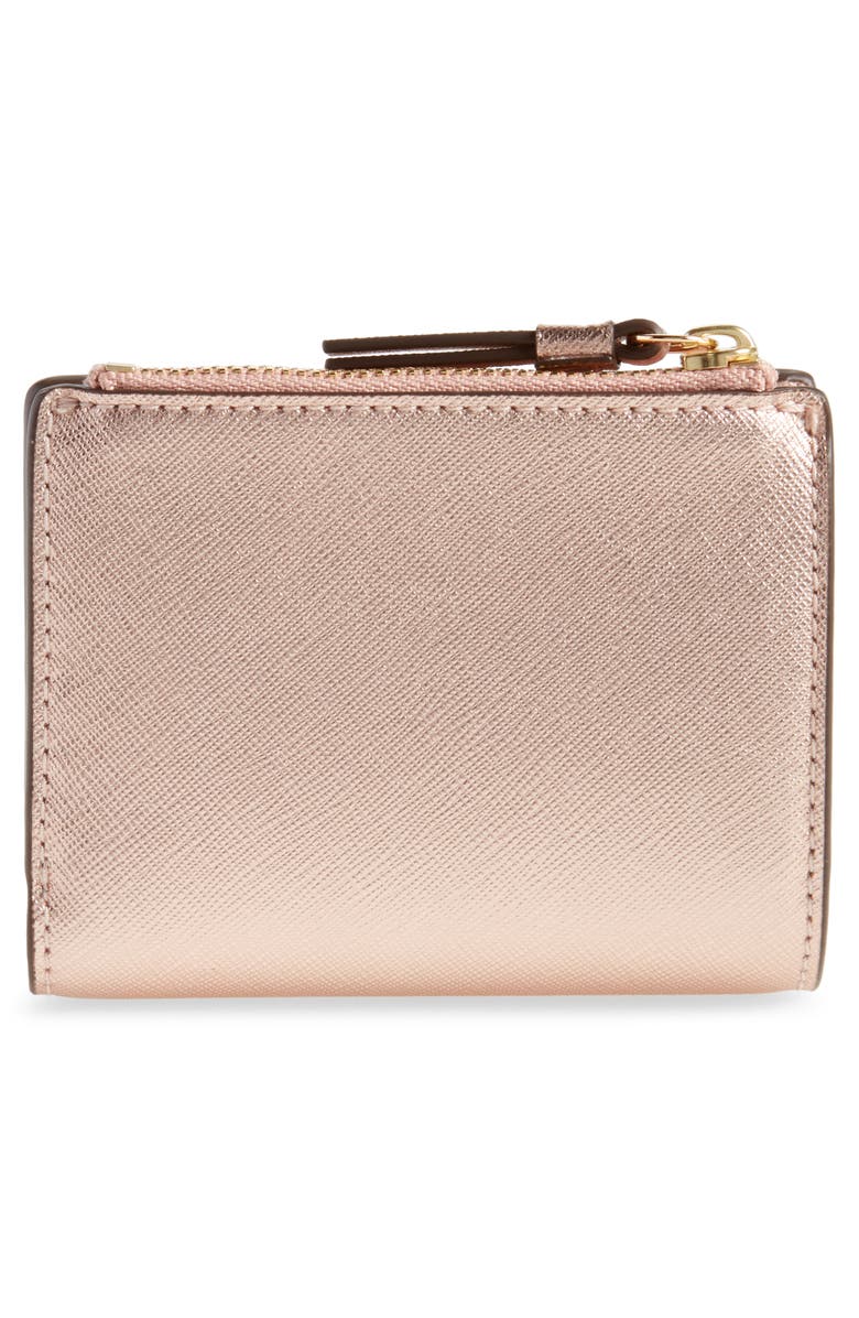 Tory Burch Robinson Metallic Leather Bifold Wallet, Alternate, color, 