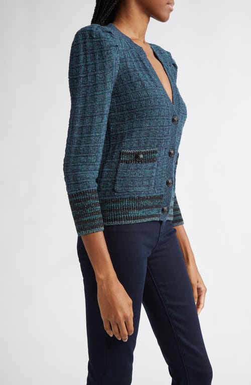 L AGENCE L'AGENCE JENNI PUFF SHOULDER WAFFLE STITCH CARDIGAN 