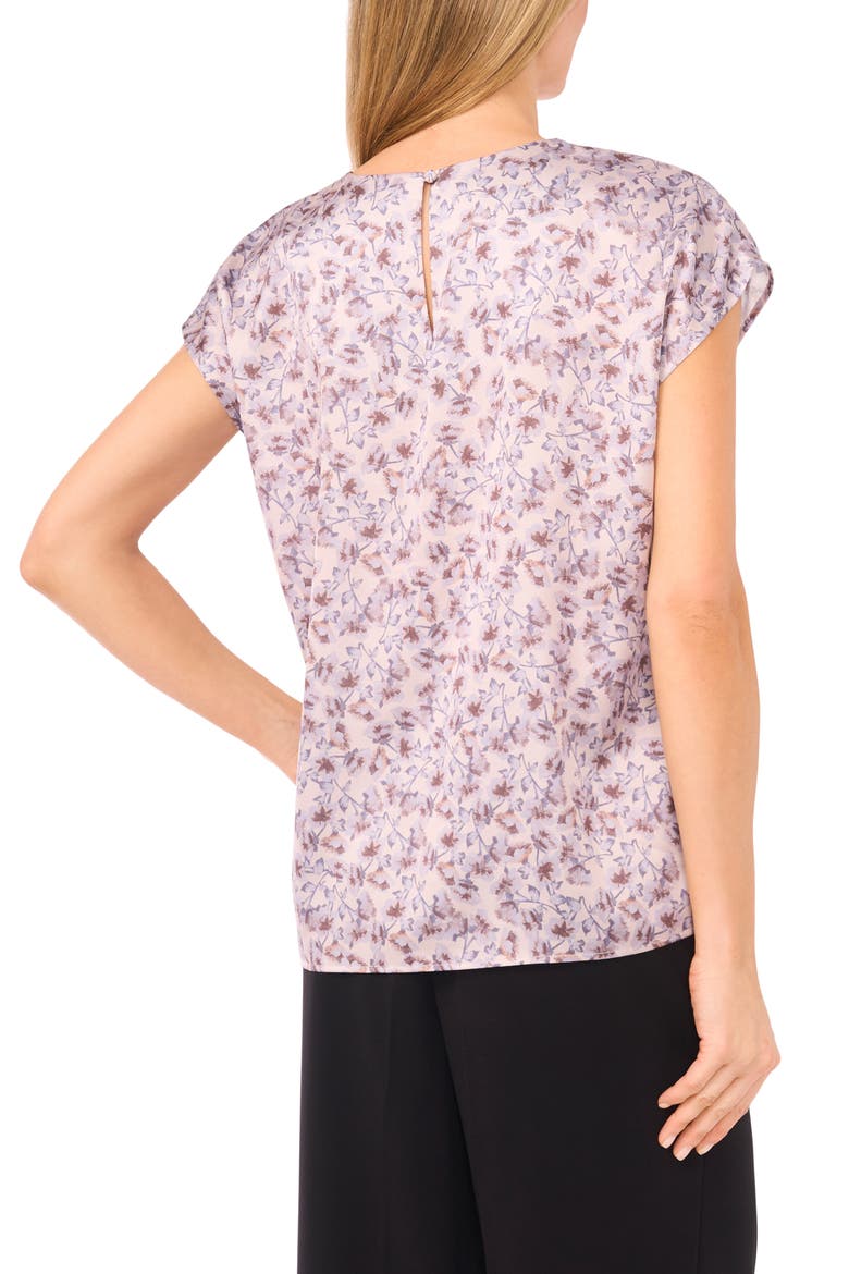 Petal Vine Print Cap Sleeve Shell, Alternate, color, CEMENT