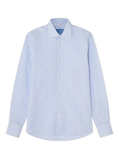 Robert Talbott Reynolds Check Cotton/linen Shirt In Blue/light Blue