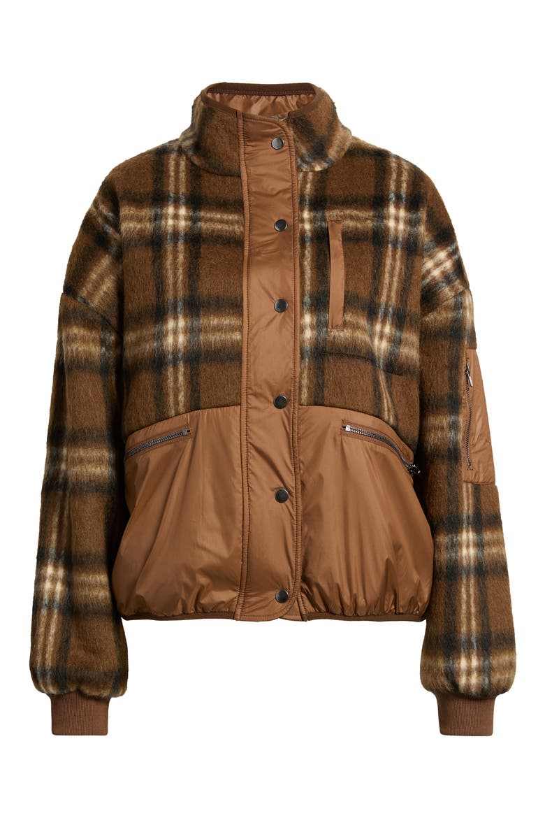 Lucien Plaid Mixed Media Jacket, Alternate, color, TOFFEE PLAID