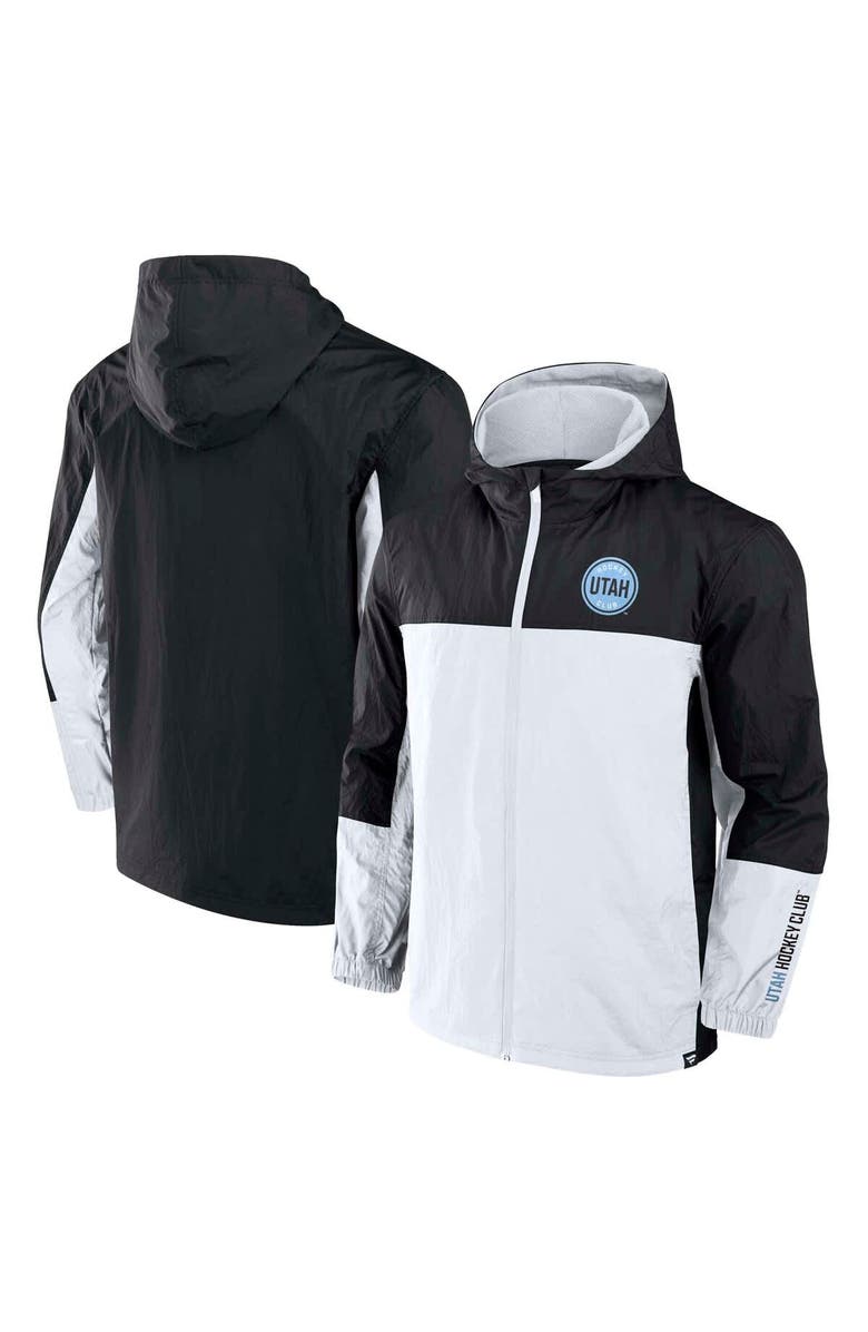 FANATICS Men's Fanatics Black Utah Hockey Club Crash the Net Full-Zip Hoodie Jacket, Main, color, Black