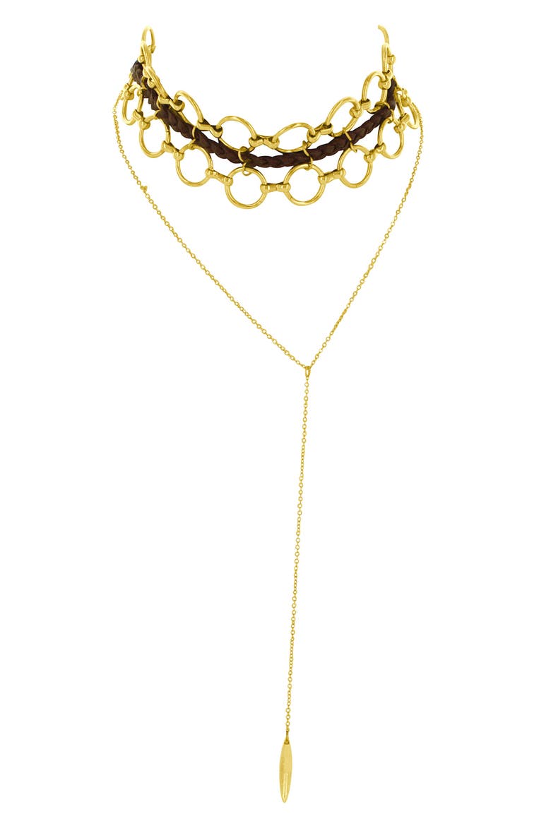 Rula Lariat Choker, Main, color, GOLD / BROWN