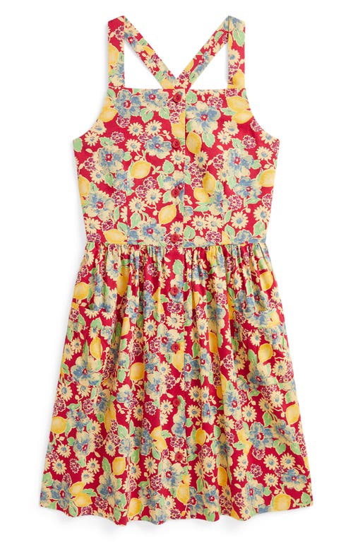 Polo Ralph Lauren Kids' Lemon Floral Slub Cotton Sundress In Lemon Floral