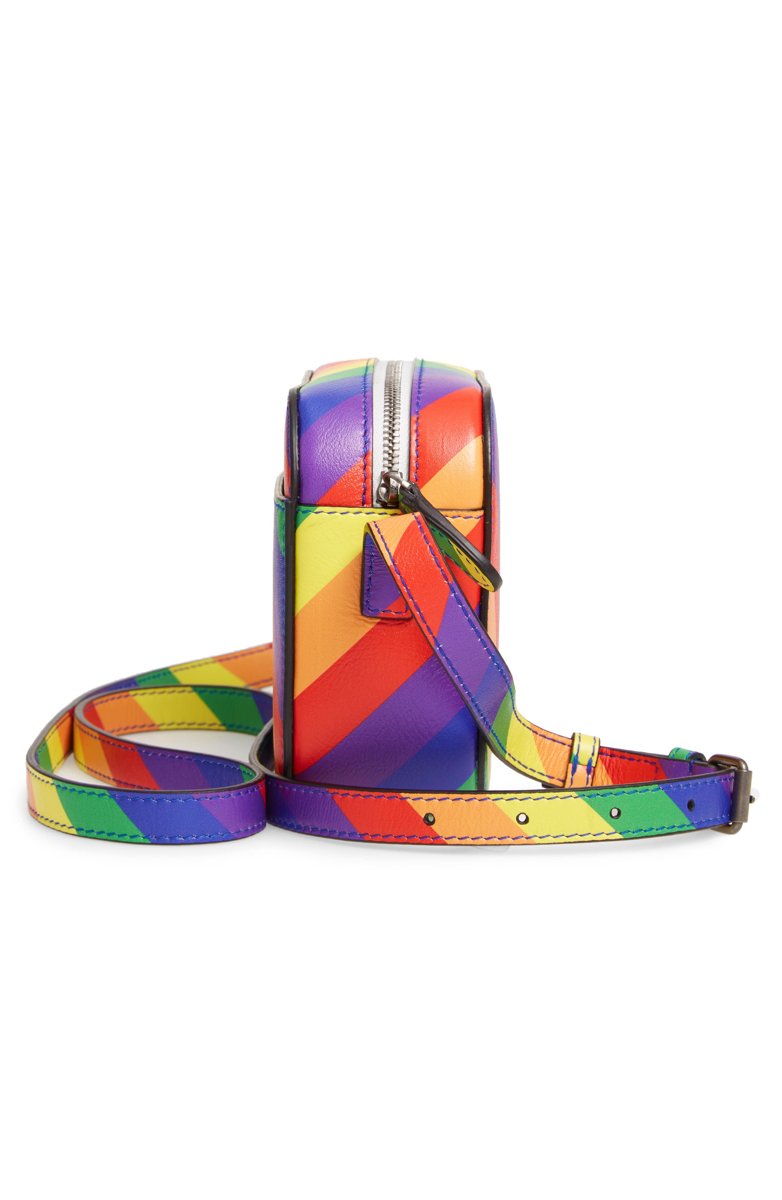 Balenciaga LGBTQIA+ Pride Rainbow Leather Crossbody Camera Case, Alternate, color, 