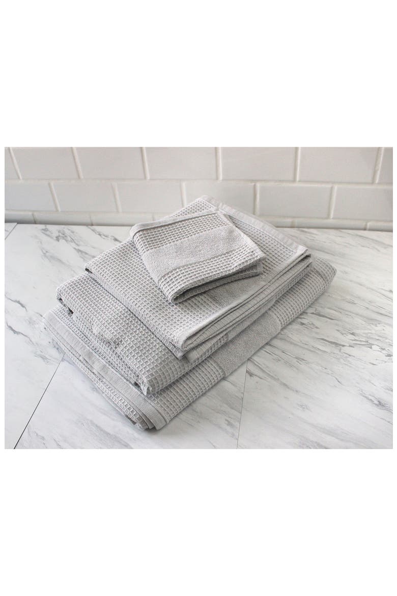 Waffle Terry 6-Piece Towel Set, Alternate, color, PEBBLE GREY