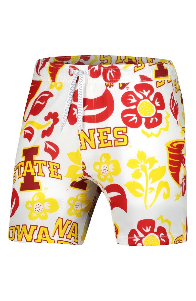Wes & Willy Men's Wes & Willy White Iowa State Cyclones Vault Tech Swimming Trunks, Alternate, color, White
