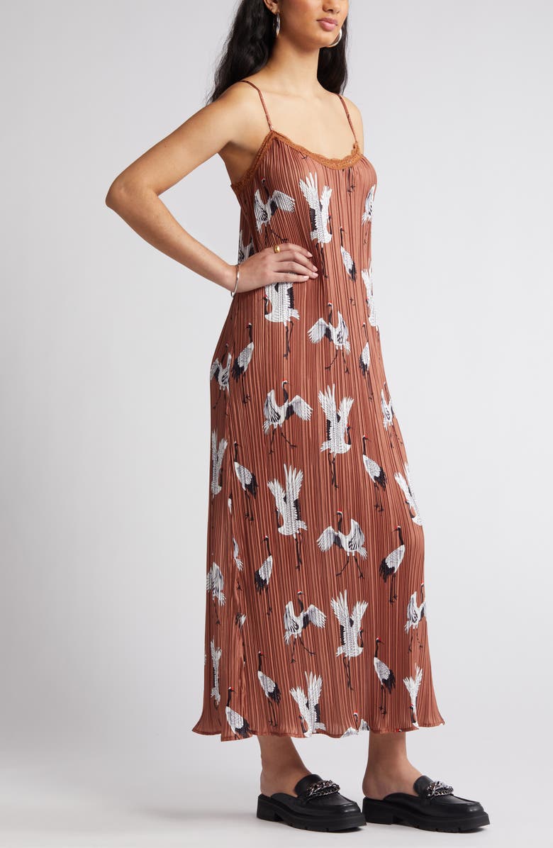 Dressed in Lala Money Honey Plissé Midi Slipdress, Alternate, color, 