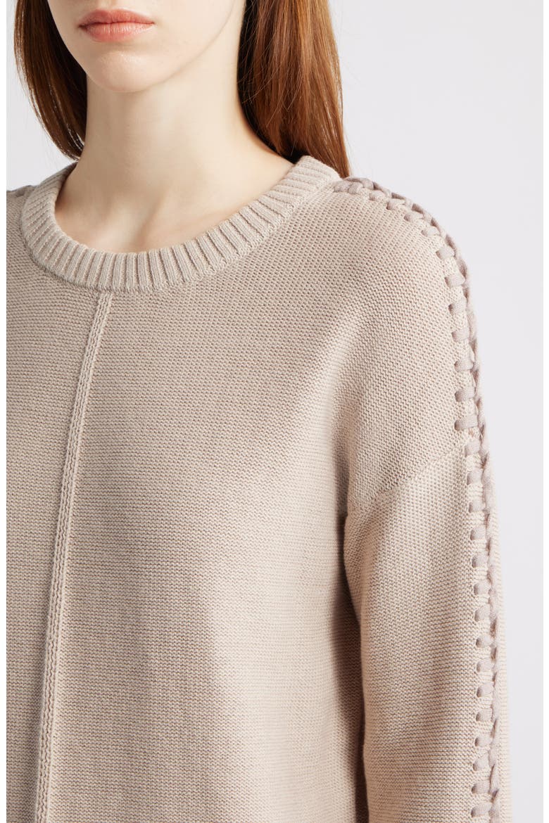 Lace Up Relaxed Sweater, Alternate, color, TAUPE