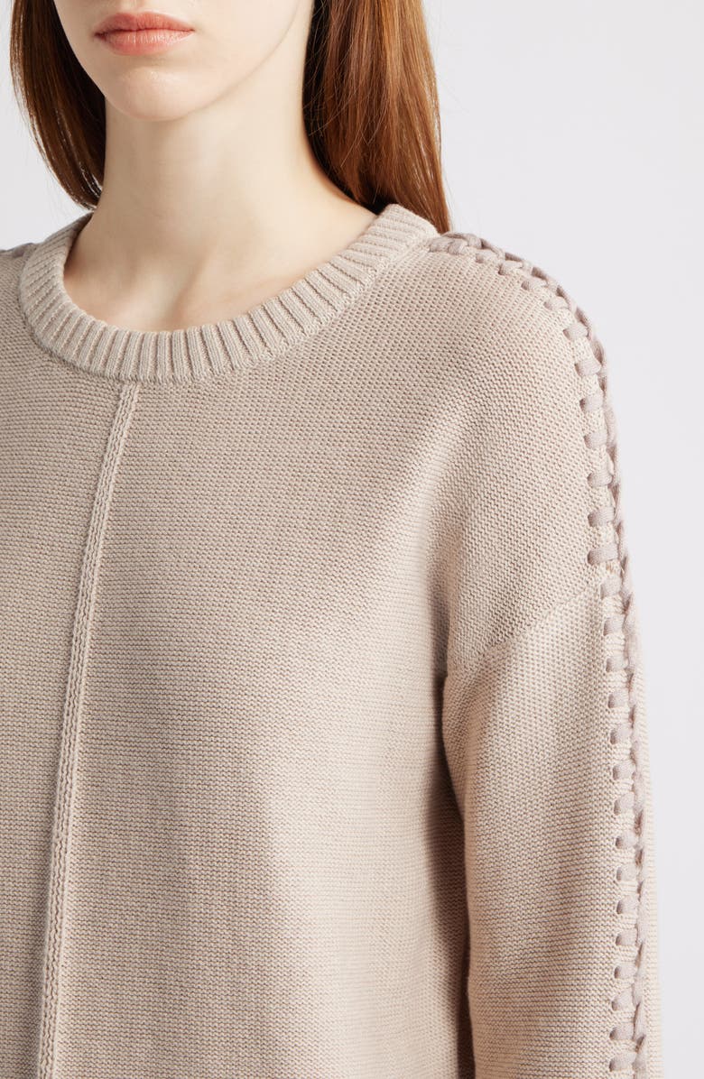 NIC+ZOE Lace Up Relaxed Sweater, Alternate, color, Taupe