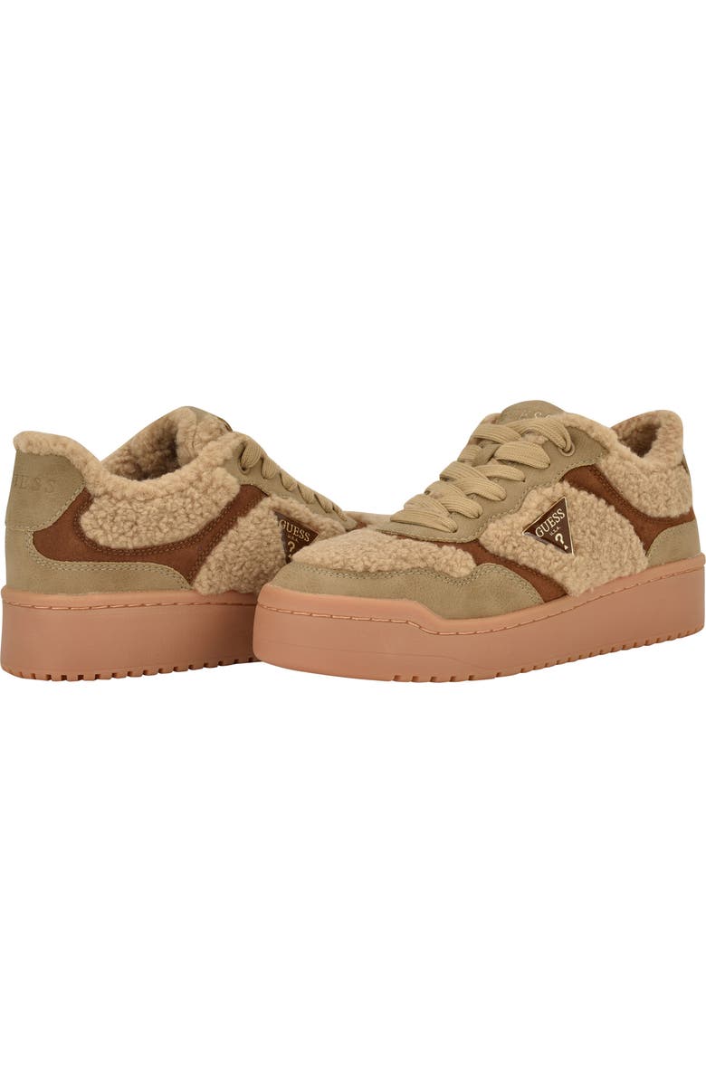 GUESS Miram Faux Shearling Low Top Sneaker, Alternate, color, Medium Natural