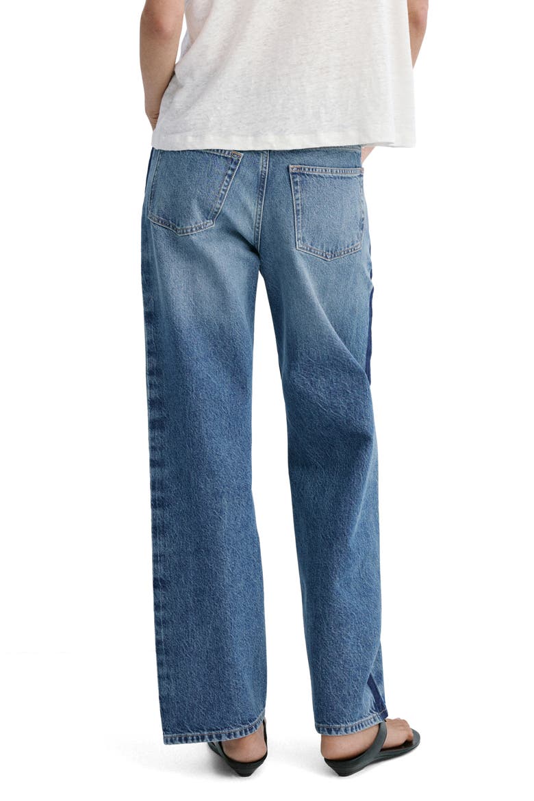 Side Stripe Low Rise Relaxed Straight Leg Jeans, Alternate, color, DARK BLUE