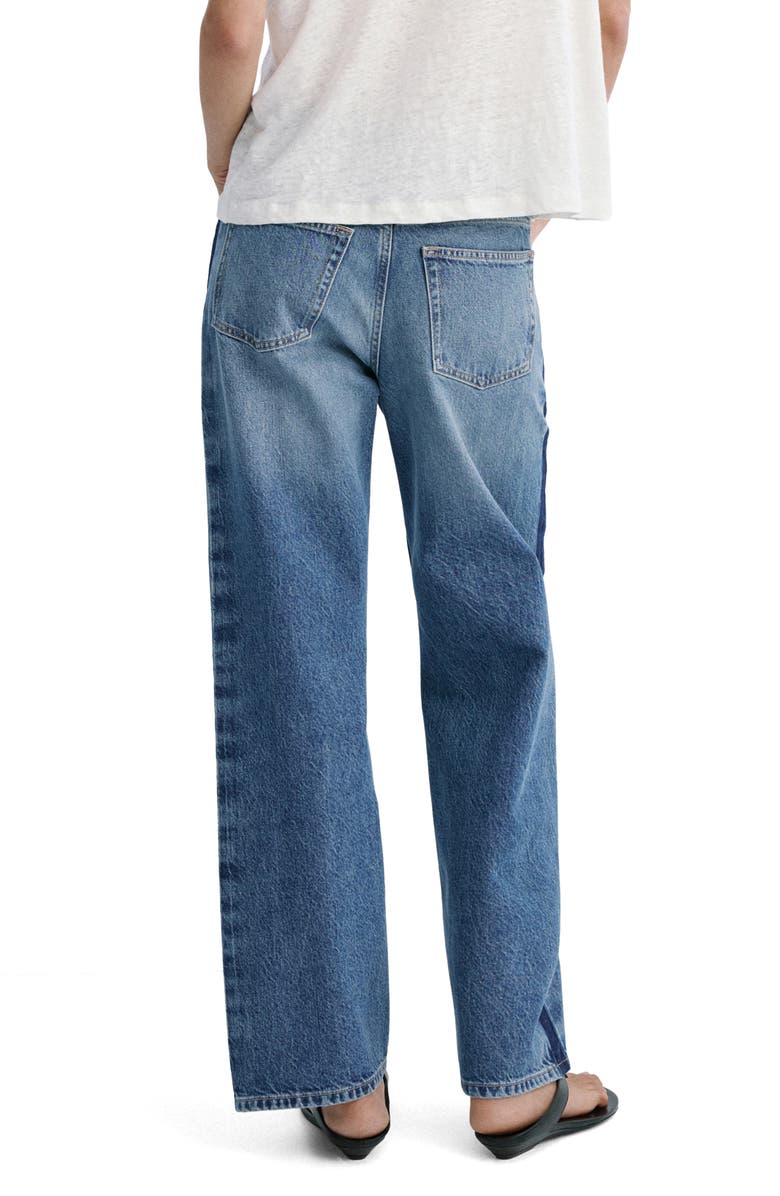 MANGO Side Stripe Low Rise Relaxed Straight Leg Jeans, Alternate, color,