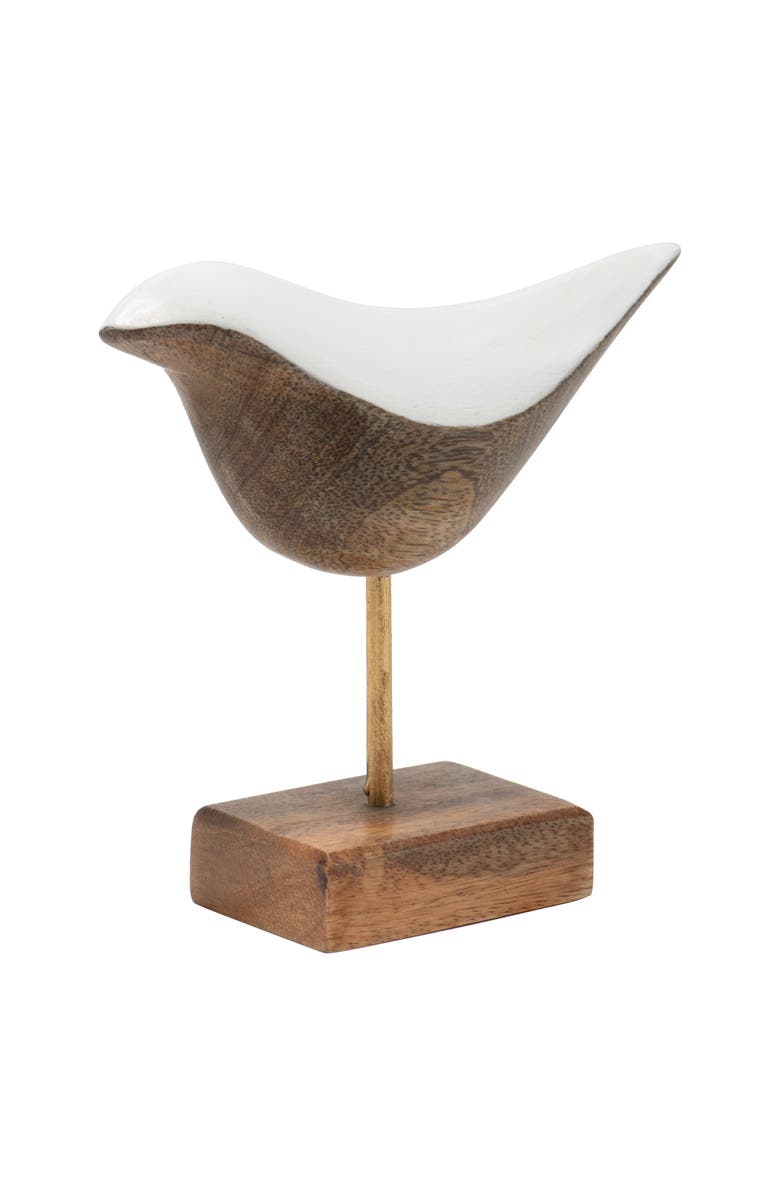 Foreside Home and Garden Multicolored Handcarved Wood Bird Figurine, Alternate, color, Brown