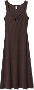 Other Stories Keyhole Stretch Cotton Midi Dress