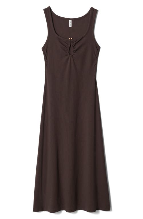 & Other Stories Keyhole Stretch Cotton Midi Dress In Gray