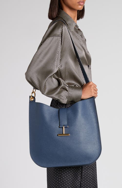 Tom Ford Large Tara Leather Hobo Bag In Blue