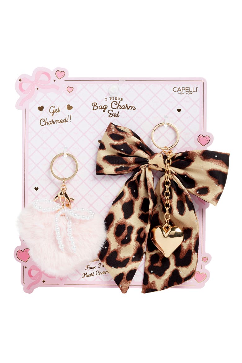 Kids' Set of 2 Bag Charms, Main, color, PINK MULTI