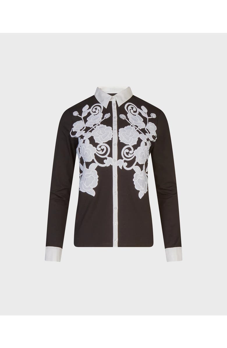 Anne Fontaine Vianey Pima Jersey Shirt, Main, color, Black/White