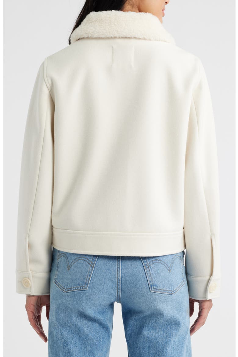 Crop Jacket with Faux Shearling Collar, Alternate, color, MODERN IVORY