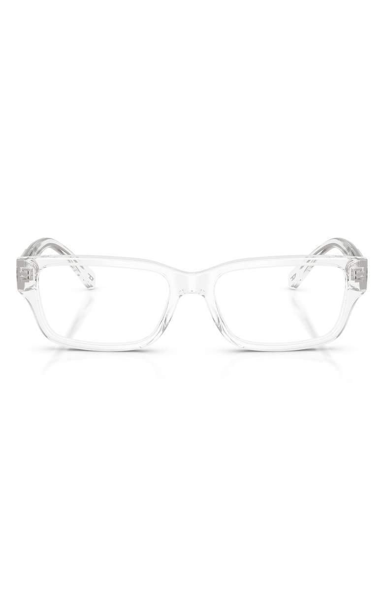 DIESEL<sup>®</sup> 56mm Square Optical Glasses, Main, color, Shiny Cristal/ Demo