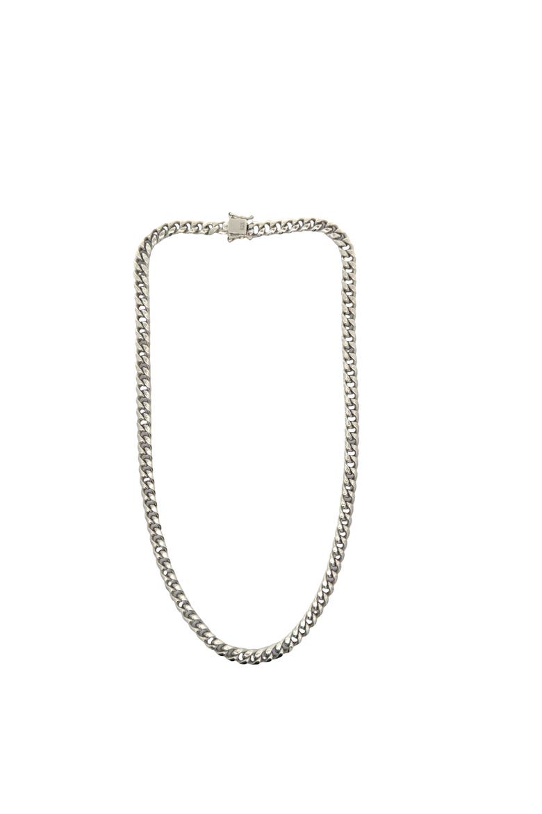 Miami Cuban Link Necklace 6.5mm 18" Sterling Silver, Main, color, Grey