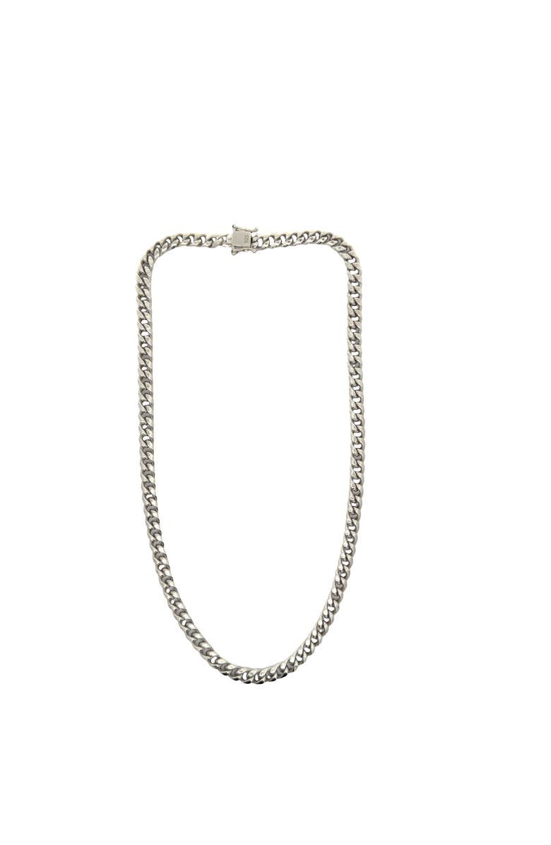 Ancona Jewelry Miami Cuban Link Necklace 6.5mm 18" Sterling Silver, Main, color, Grey