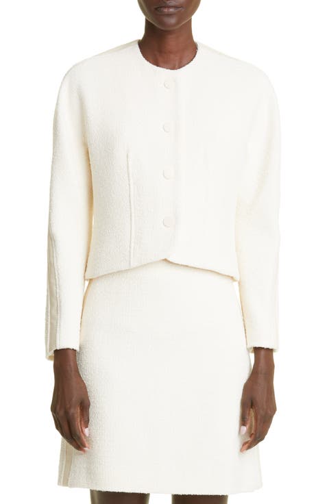 Textured Tweed Knit & Leather Crop Jacket