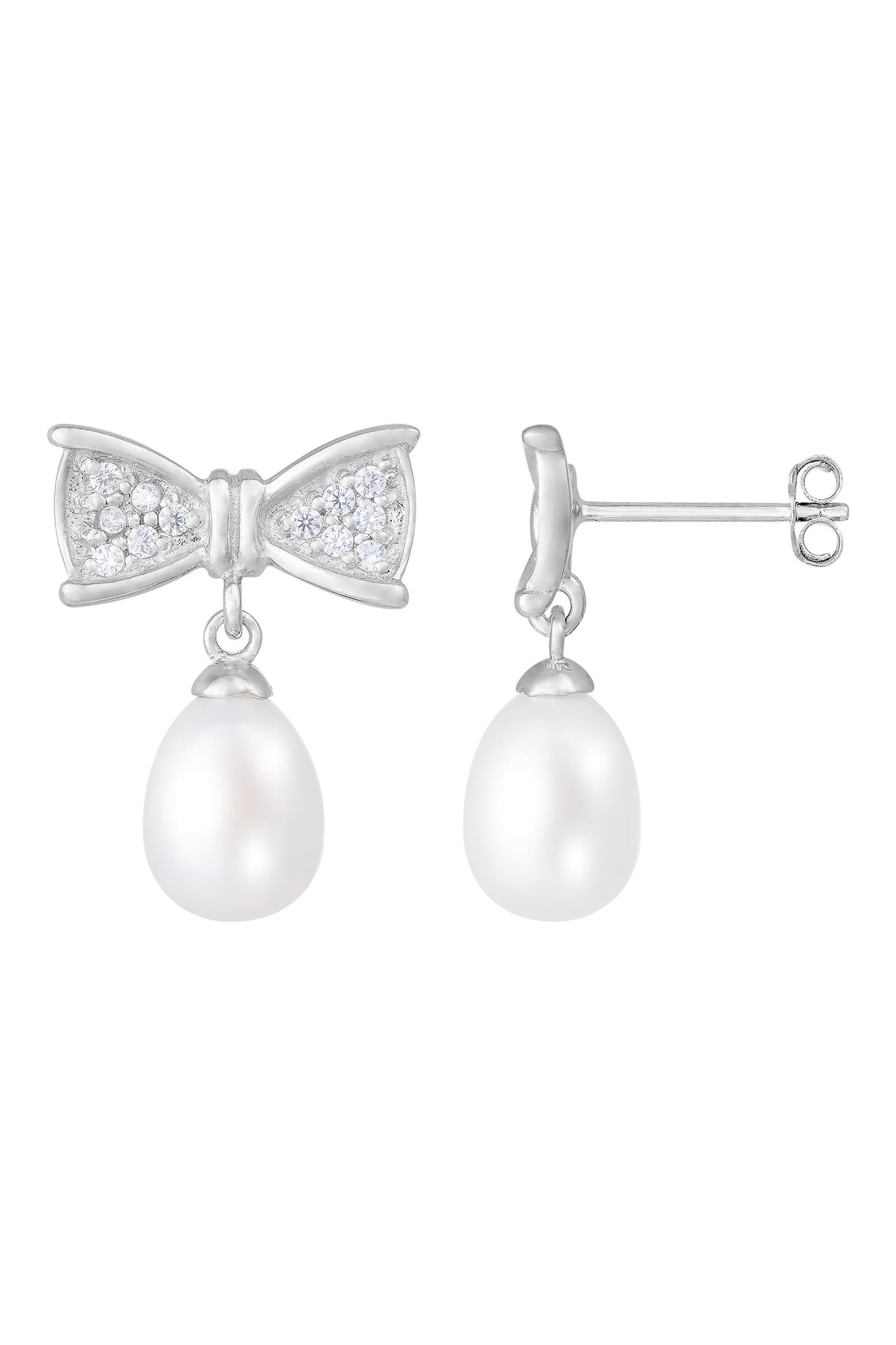 Bow Shape 7-8mm Pearl Earrings (Women) | Nordstromrack