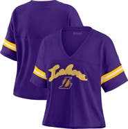 WEAR by Erin Andrews Women's WEAR by Erin Andrews Purple Los Angeles Lakers Plus Size Color Block Boxy V-Neck T-Shirt