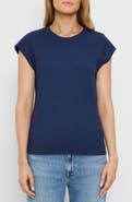Michael Stars Rhea Power Shoulder Stretch Cotton Blend T-Shirt