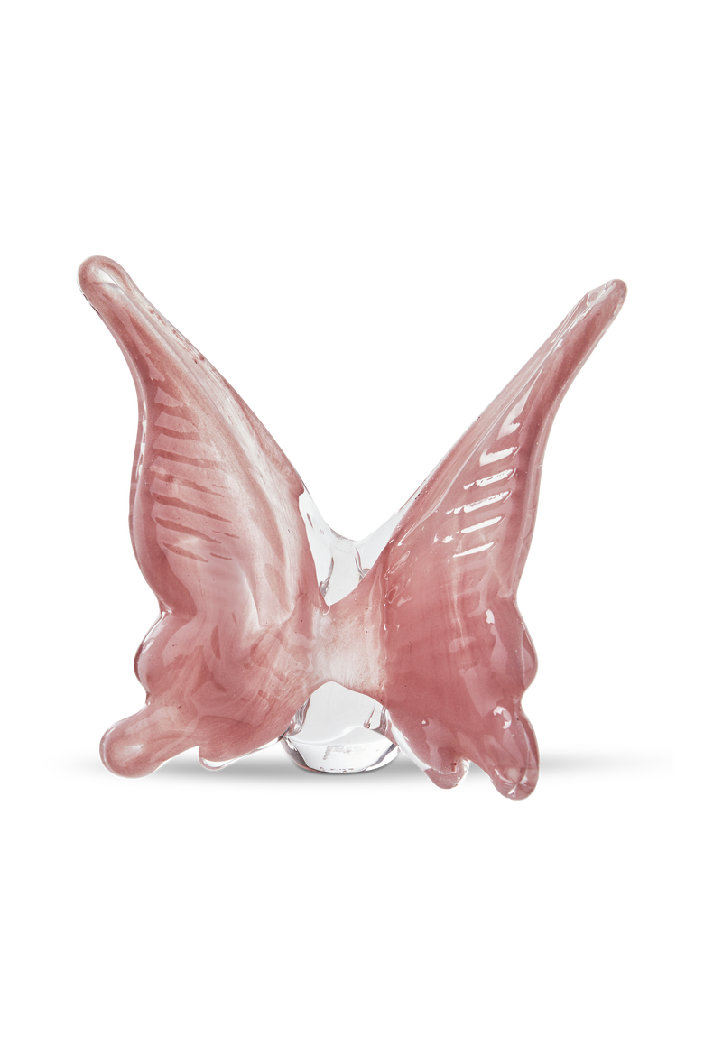 Pink Art Glass Butterfly Decor 4.75x2.75x4.36 in, Main, color, Yellow