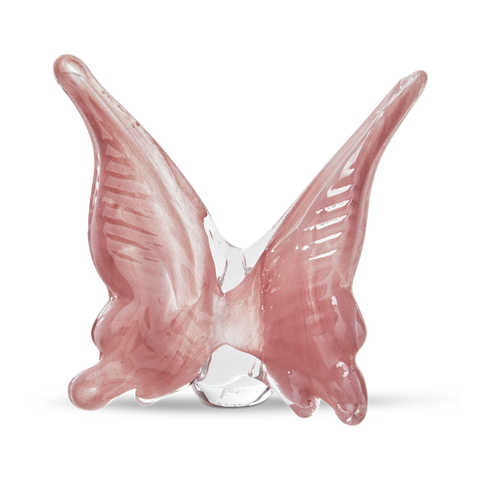 Pink Art Glass Butterfly Decor 4.75x2.75x4.36 in