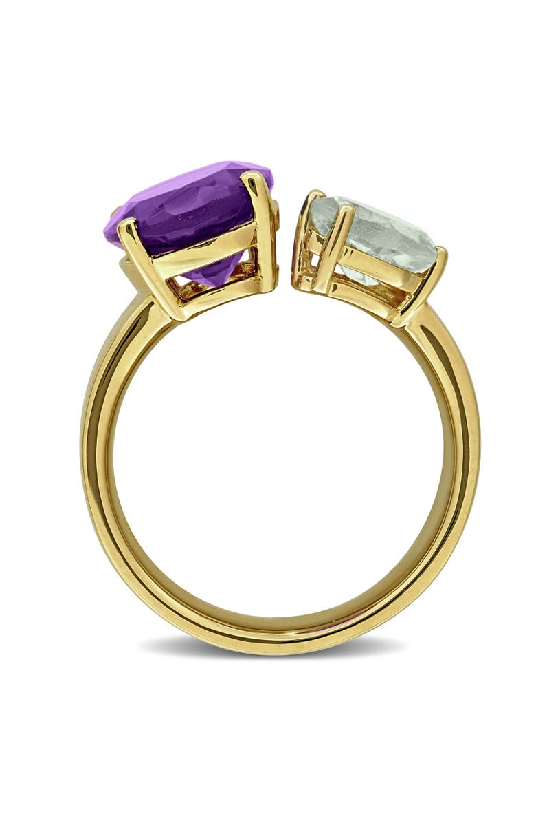 Julianna B. Gemstone 3-Stone Open Ring Yellow Plated Silver, Alternate, color, Amethyst