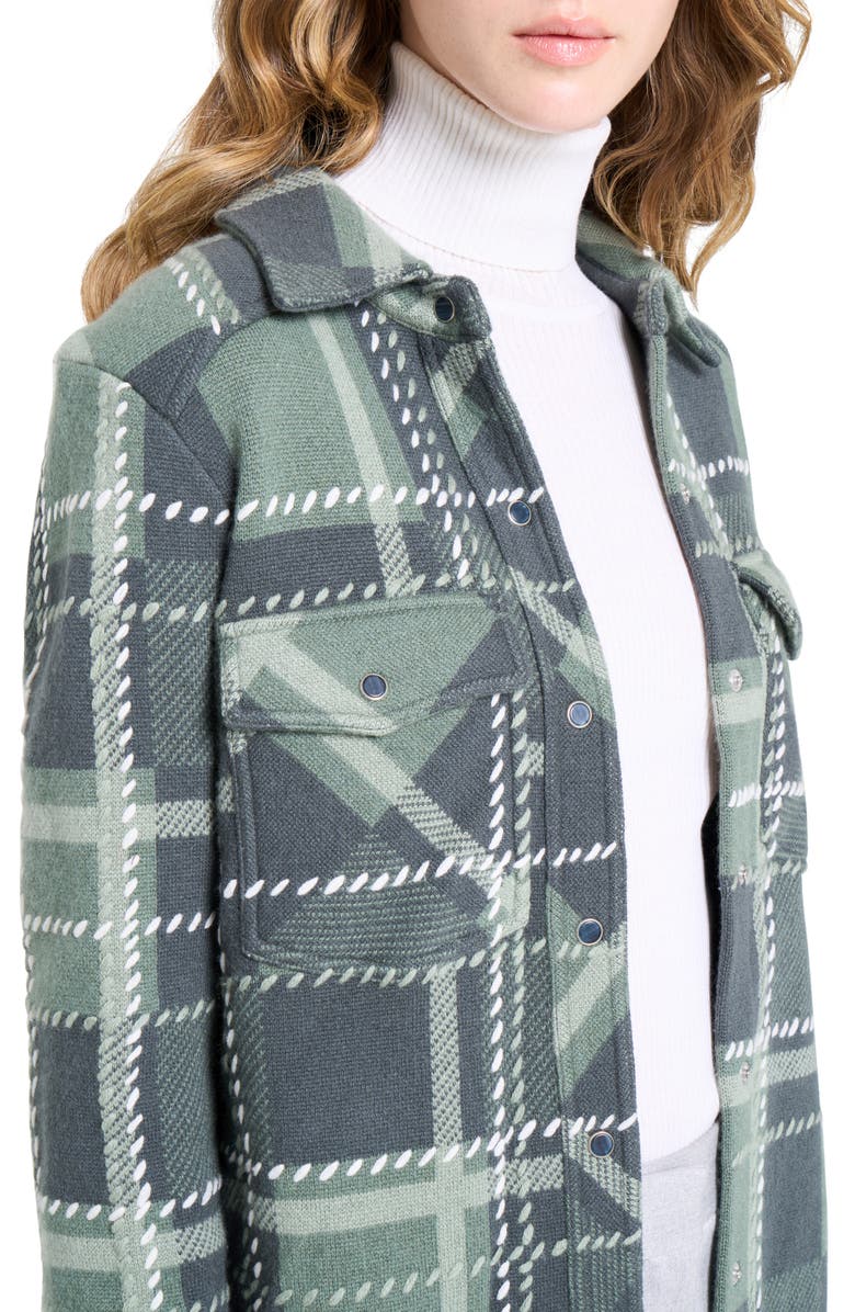 TWP Ranchers Plaid Cashmere Snap-Up Shirt, Alternate, color, Grey Green Multi