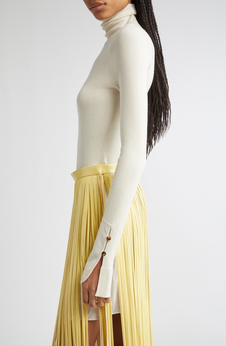 Proenza Schouler Belle Silk Turtleneck Sweater, Alternate, color, Off White