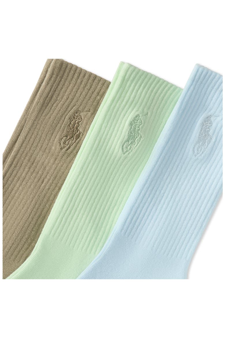 Assorted 3-Pack Washed Cotton Blend Crew Socks, Alternate, color, BLUE MULTI