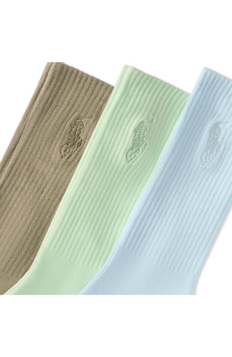 Polo Ralph Lauren Assorted 3-Pack Washed Cotton Blend Crew Socks, Alternate, color, Blue Multi
