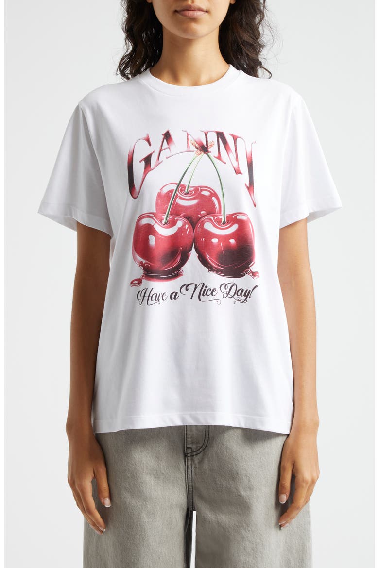 Cherry Organic Cotton Graphic T-Shirt, Main, color, BRIGHT WHITE
